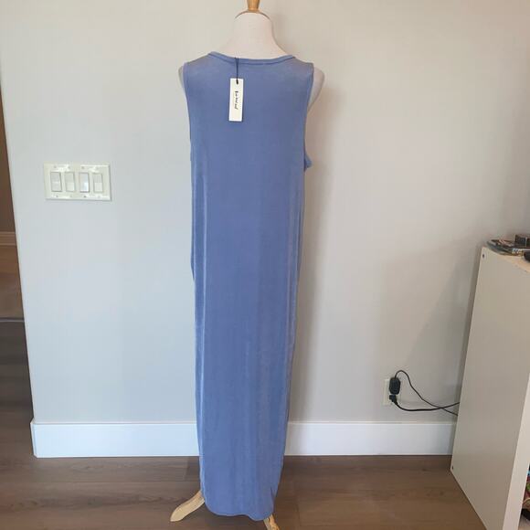 Three Bird Nest - Cassie Sleeveless Side Pocket Slinky Maxi Dress Blue XL NWT - Picture 3 of 5